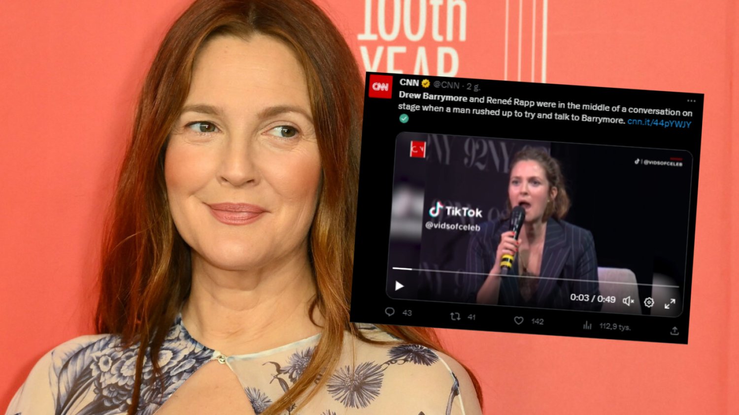 Drew Barrymore musiała zejść ze sceny przez fana (podobno stalkera). Drew Barrymore musiała zejść ze sceny przez fana (podobno stalkera).