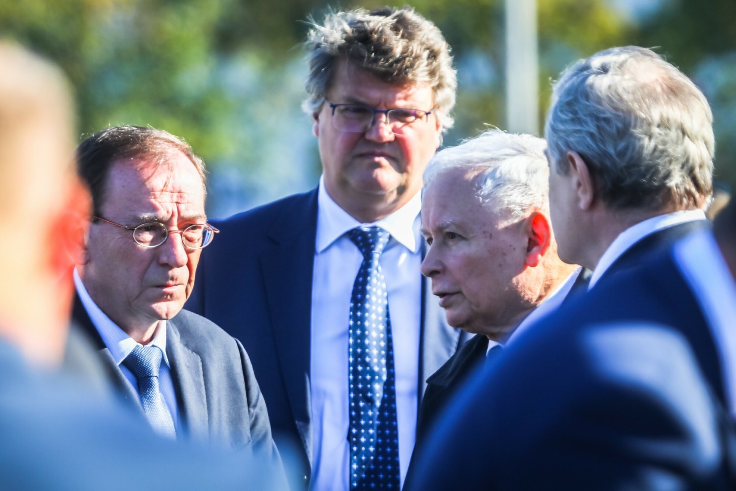 Szef MSWiA Mariusz Kamiński, jego zastępca Maciej Wąsik i prezes PiS, wicepremier Jarosław Kaczyński