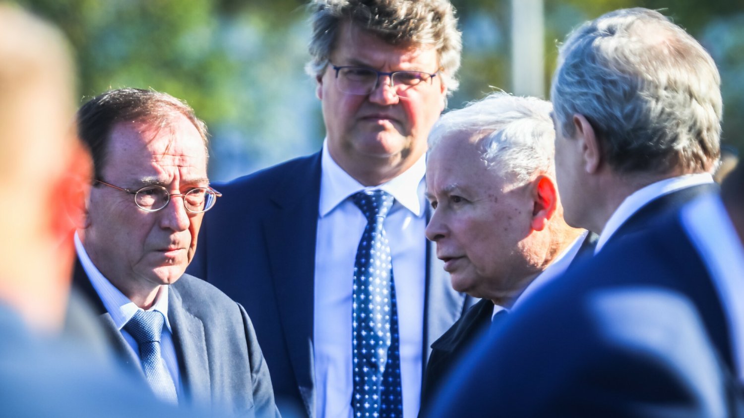Szef MSWiA Mariusz Kamiński, jego zastępca Maciej Wąsik i prezes PiS, wicepremier Jarosław Kaczyński