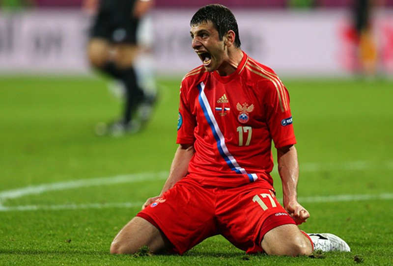 Dżagojew po strzeleniu bramki Czechom