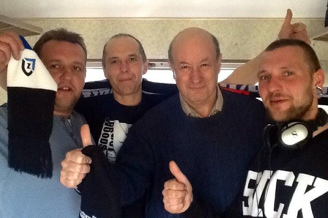 Jacek Rostowski z kibicami Zawiszy Bydgoszcz