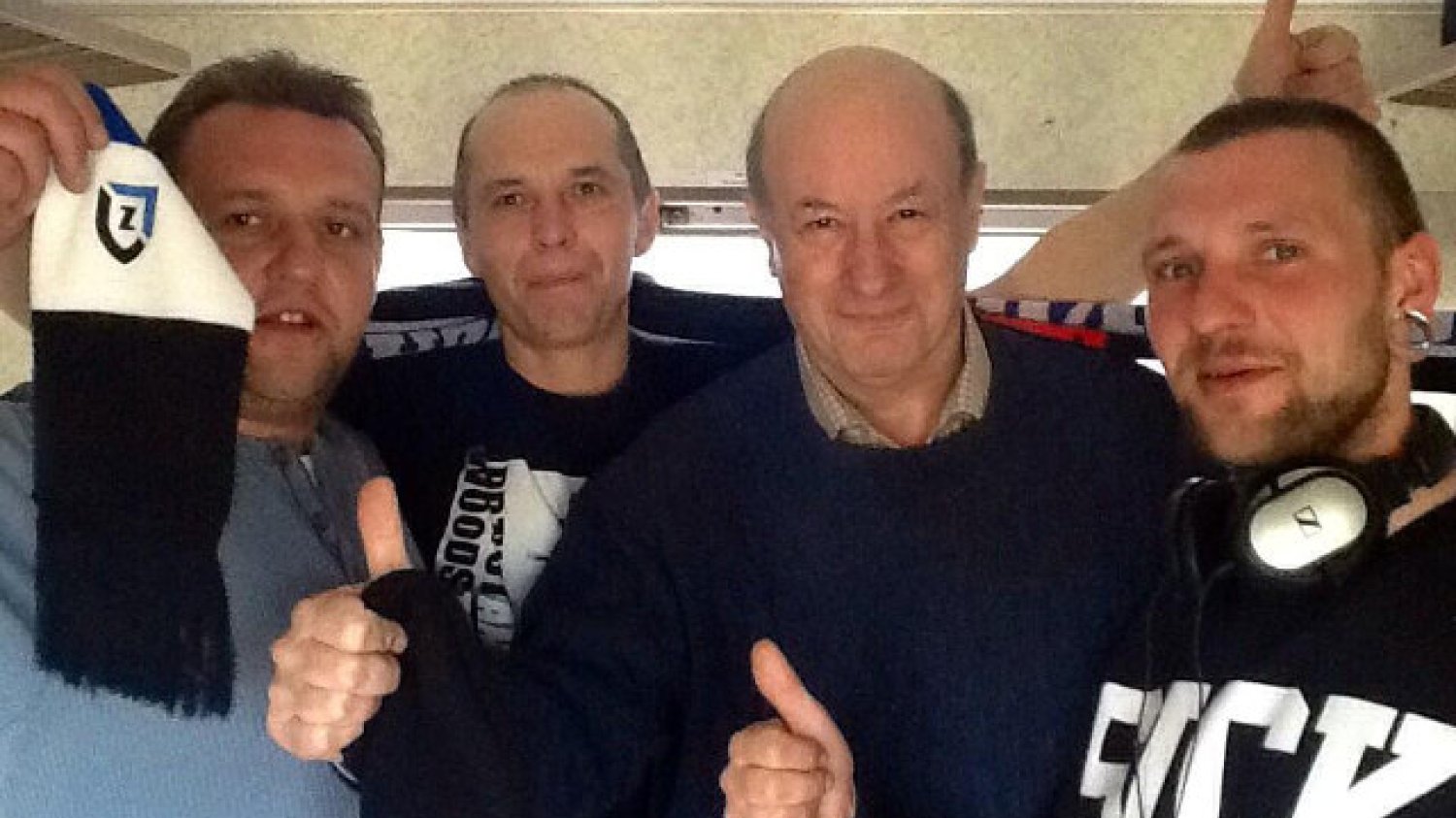 Jacek Rostowski z kibicami Zawiszy Bydgoszcz