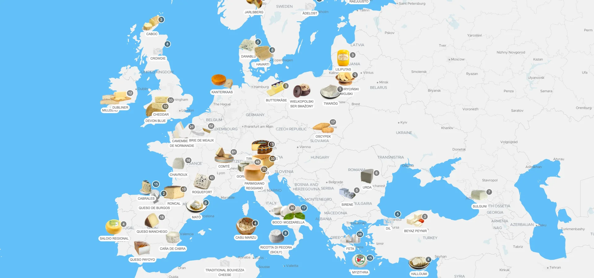 Mapa serów w Europie