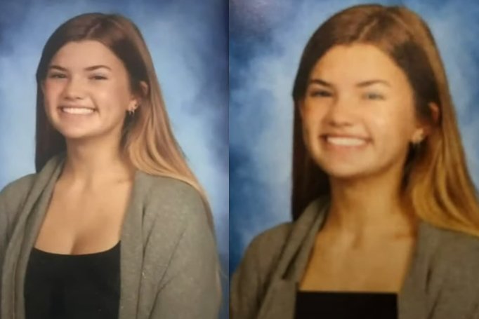 Riley O’Keefe na zdjęciu przed i po edycji.