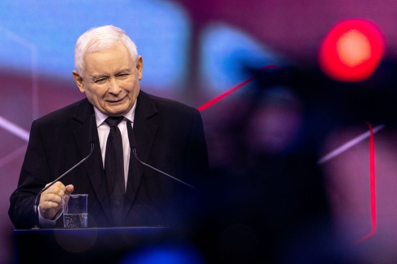 Jarosław Kaczyński, prezes PiS, podczas konwencji programowej (14.05.2023).