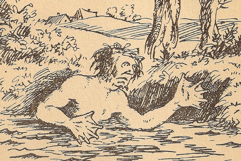 Wodnik przedstawiony na dwudziestowiecznej ilustracji.