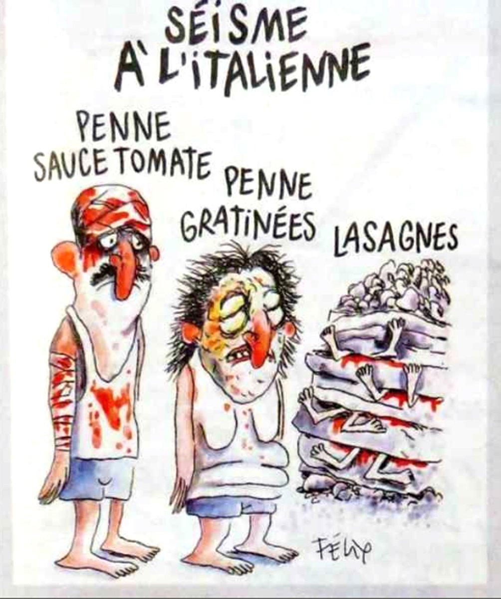 Rysunek po trzęsieniu ziemi we Włoszech w środę 24 sierpnia, opublikowany tydzień później - był czas na refleksję