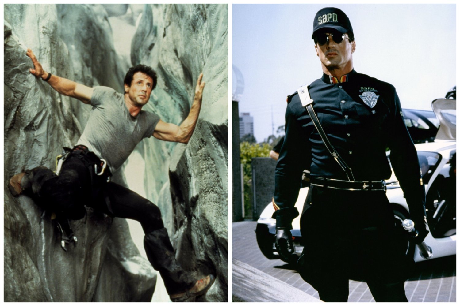 Po lewej: scena z filmu "Na krawędzi", po prawej: scena z filmu "Człowiek demolka".