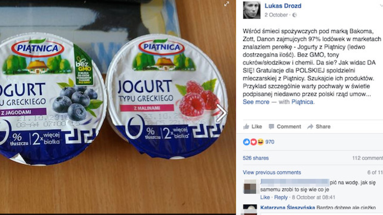 Autor zachęca do jedzenia takich jogurtów. Bo polskie i zdrowe. Sprawdzamy.