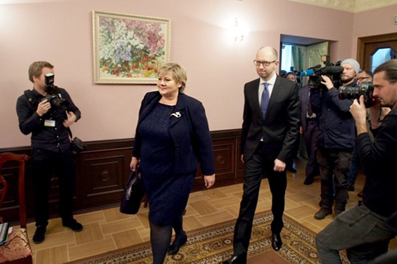 Premier Norwegii Erna Solberg podczas jednego ze spotkań międzynarodowych.