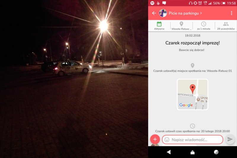 Bimber to aplikacja służąca do umawiania się na imprezę. Mnie się nie poszczęściło.