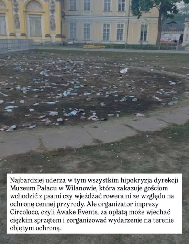 Pałac w Wilanowie po imprezie Circoloco. Konserwator zabytków ocenił straty