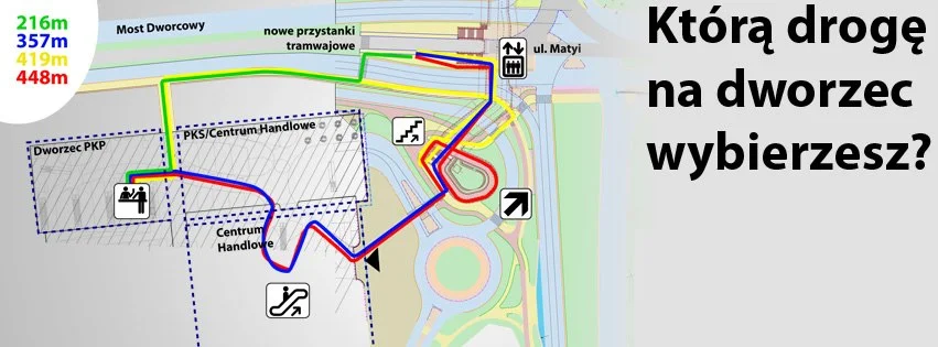 Proponowane drogi dojścia na dworzec.