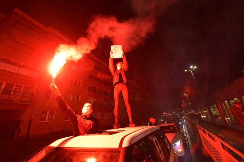 Strajk kobiet na ulicach Wrocławia.