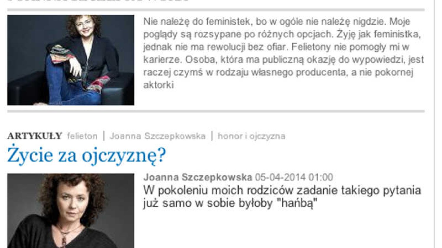 Redakcja "Wysokich Obcasów" uznała, że Joanna Szczepkowska swoje poglądy powinna prezentować gdzie indziej
