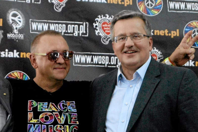 Jerzy Owsiak i prezydent Bronisław Komorowski podczas Przystanku Woodstock.
