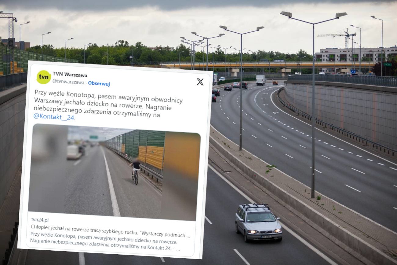 Dziecko jechało rowerem trasą szybkiego ruchu. "Miało w uszach słuchawki"