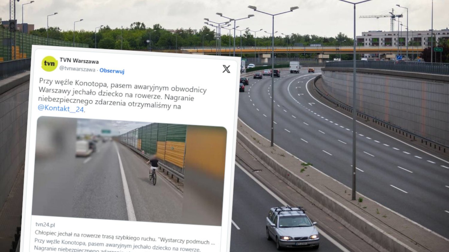 Dziecko jechało rowerem trasą szybkiego ruchu. "Miało w uszach słuchawki"