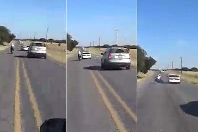 Kierowca specjalnie zajeżdża drogę motocykliście, ten pada na pobocze. „Nie obchodzi mnie to!”