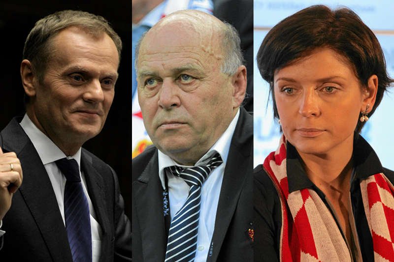 Donald Tusk, Grzegorz Lato, Joanna Mucha