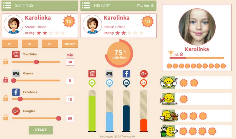 Virtual Parent to program służący z jednej strony do monitoringu aktywności dziecka w sieci, a z drugiej mający na celu zachęcanie pociechy do wykonywania różnych obowiązków