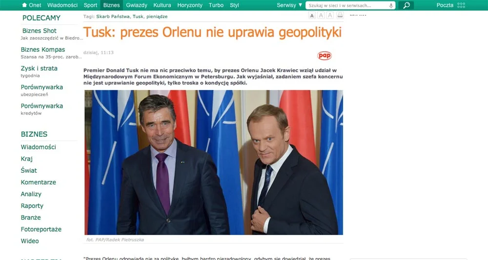 Komentarz Donalda Tuska. Fot.Onet