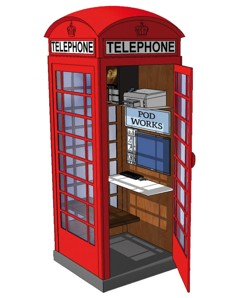 Biuro w budce telefonicznej