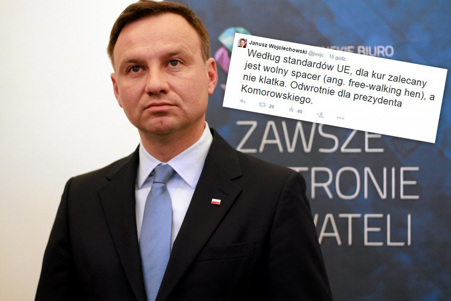 Na konferencji Andrzej Duda unikał odpowiedzi na temat kontrowersyjnego wpisu swojego współpracownika Janusza Wojciechowskiego.