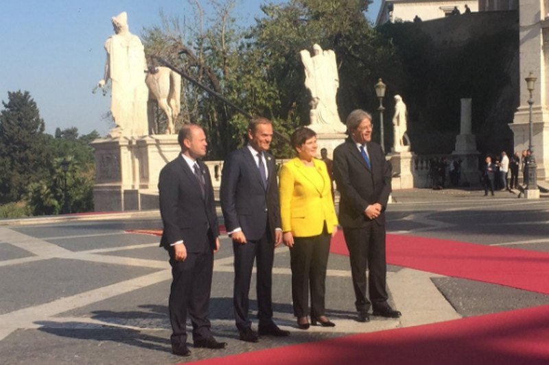 Powitanie premier Beaty Szydło na szczycie UE w Rzymie.