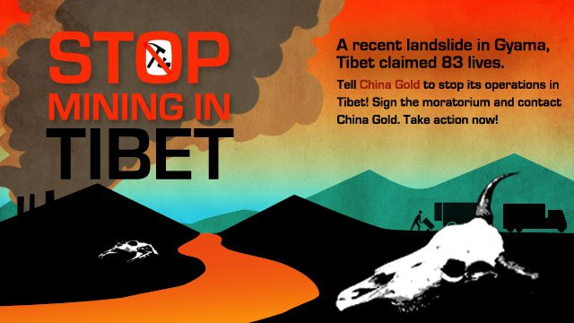 Kampania przeciwko inwestycjom górniczym w Tybecie: www.sft-canada.org/china-gold-stop-mining-in-tibet