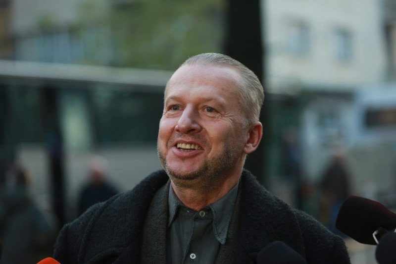 Bogusław Linda na planie filmu "Powidoki".