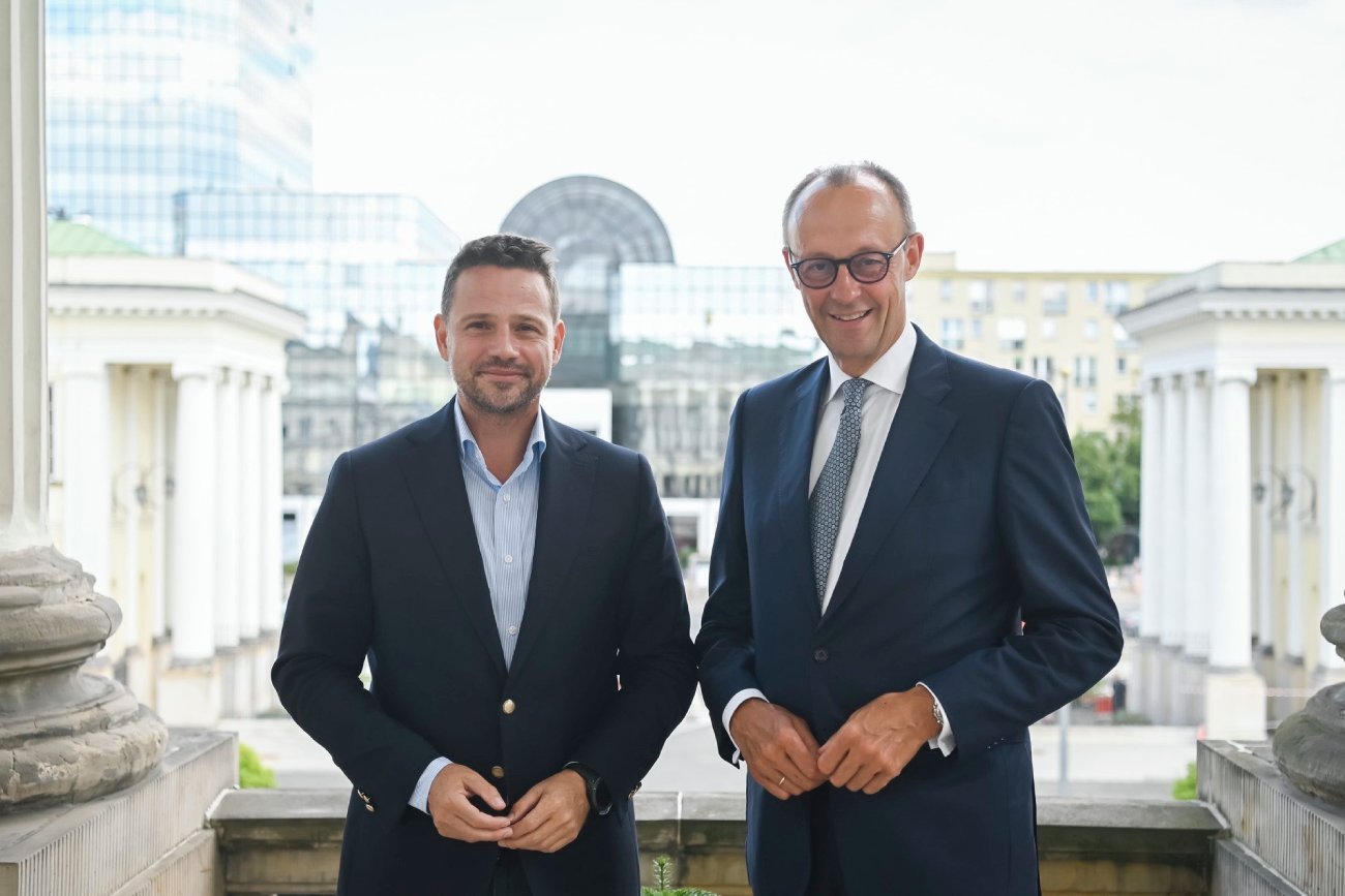 Przewodniczący niemieckiej partii CDU Friedrich Merz w Warszawie. z Rafałem Trzaskowskim.