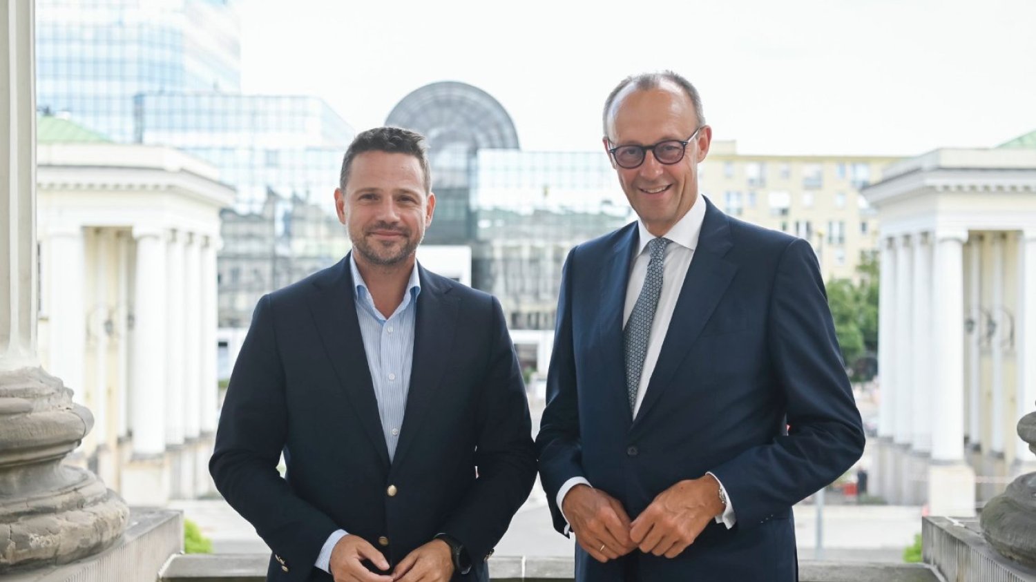 Przewodniczący niemieckiej partii CDU Friedrich Merz w Warszawie. z Rafałem Trzaskowskim.