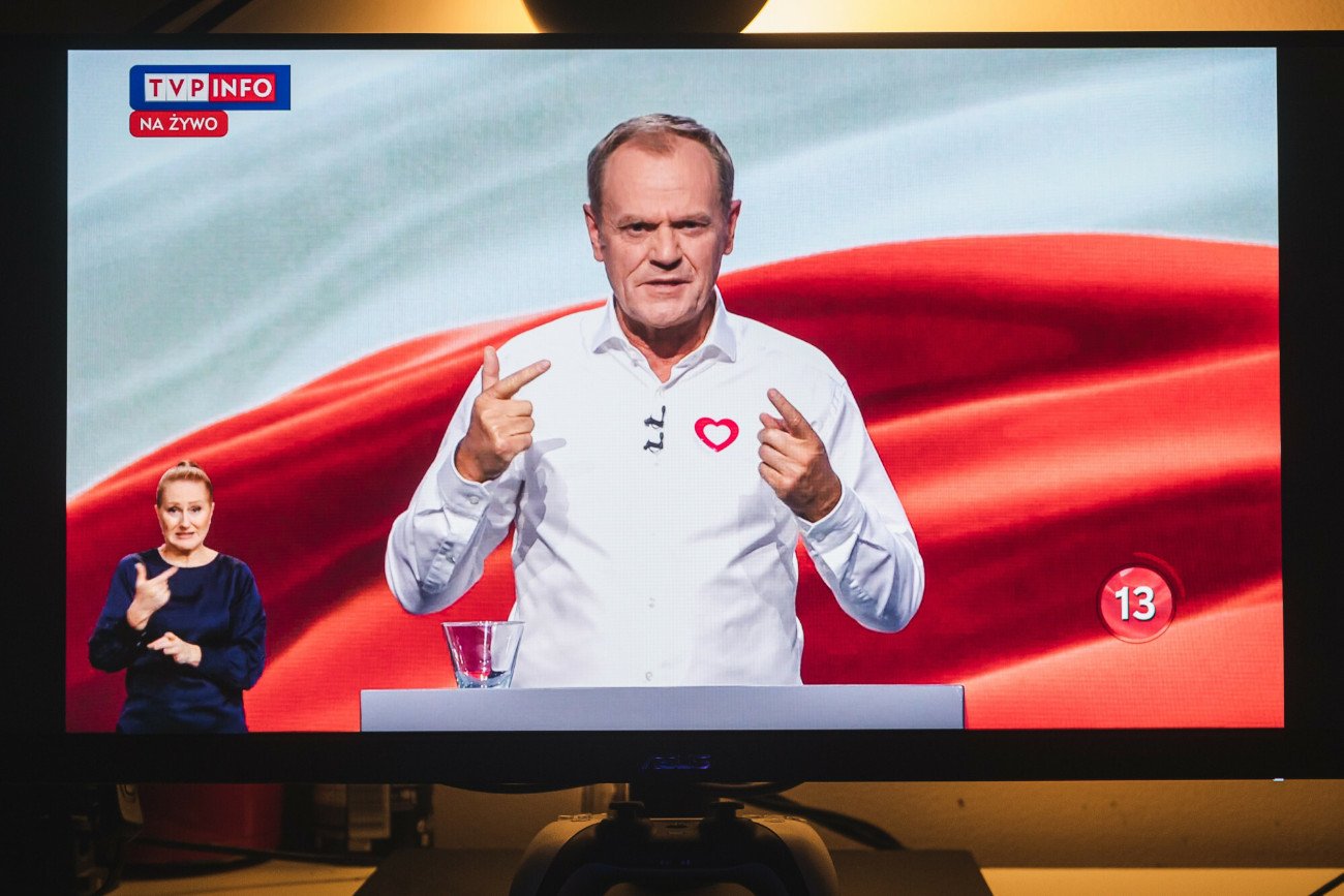 09.10.2023 Warszawa, Debata Wyborcza 2023, Studio TVP Telewizja Polska Wybory 2023 n/z Donald Tusk Fot. Karol Makurat/REPORTER