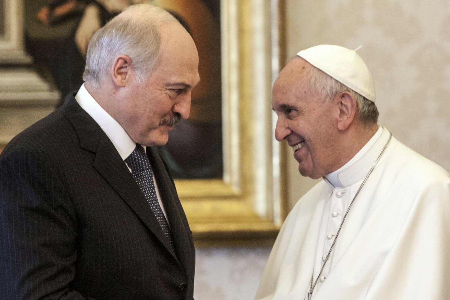 Białoruski dyktator z papieżem Franciszkiem.