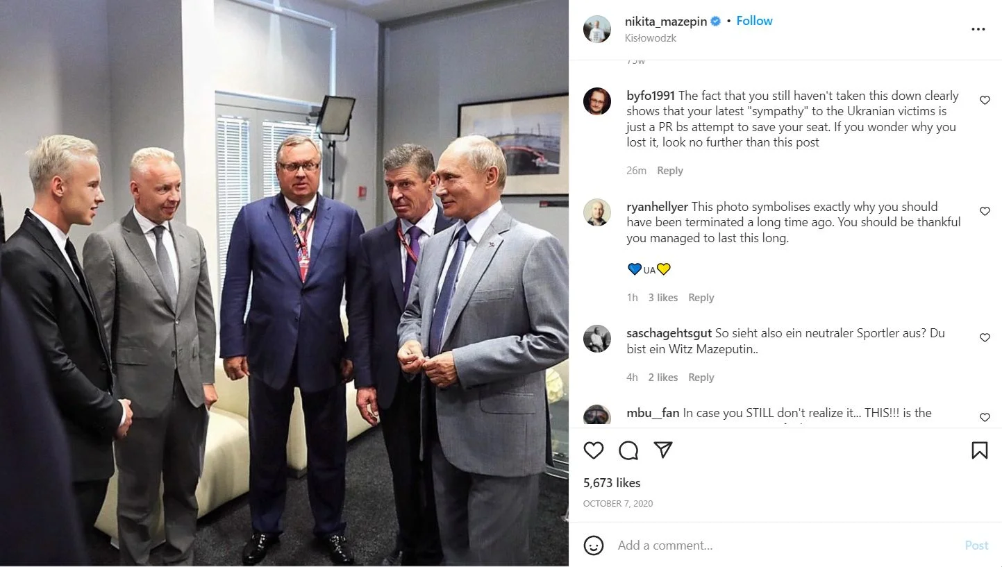 Nikita Mazepin z Władimirem Putinem