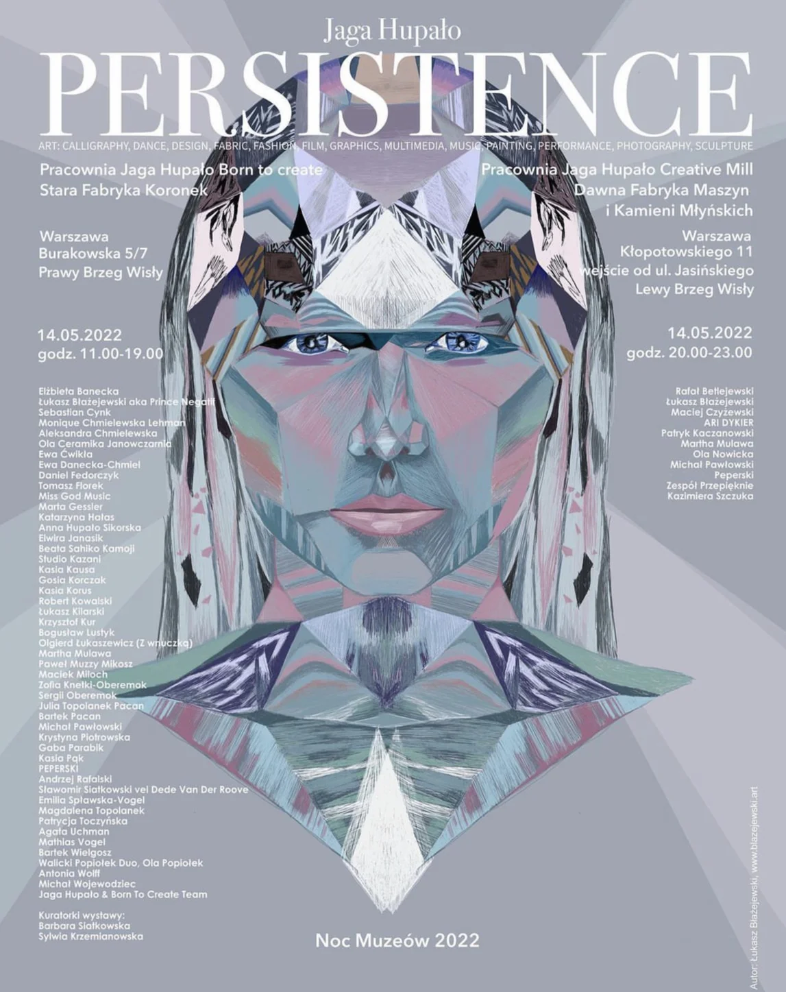 Oficjalny plakat Nocy Muzeów "Persistence" 2022 Jagi Hupało.