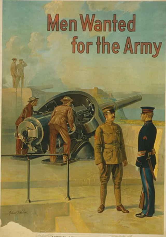 Plakat rekrutacyjny amerykańskiej armii. Wykonany między 1910 a 1915 rokiem.