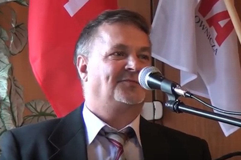 Luty 2014. Marian Curyło przemawia na zjeździe założycielskim Partii Zmiana