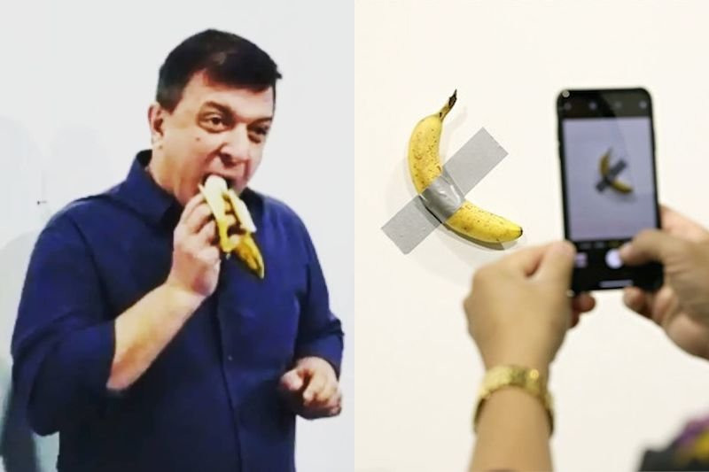 Instalacja Maurizio Cattelana została... zjedzona przez artystę-performera