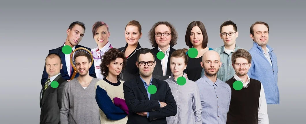 Nominowani i laureaci (zielony kolor) w plebiscycie "Polacy z werwą"