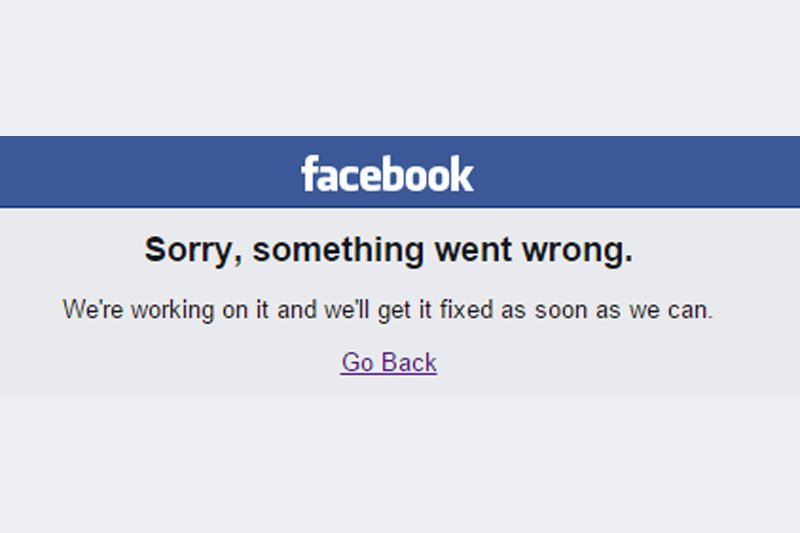 Taka wiadomość była przez kilka chwil jedyną treścią, jaką można było zobaczyć pod adresem Facebook.com.