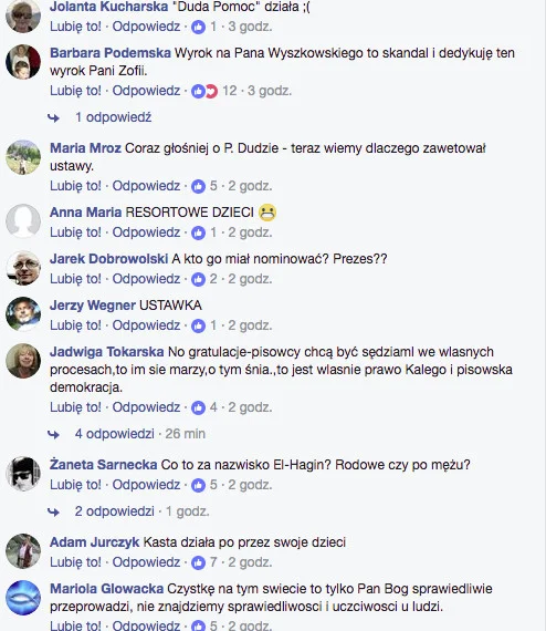 W komentarzach na facebookowej  stronie niezależna.pl trwa "lincz" na sędzi El-Hagin