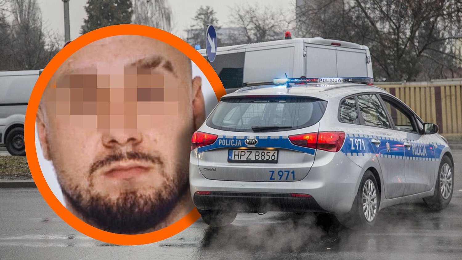 Łukasz Ż. jest już w rękach polskiego wymiaru sprawiedliwości Łukasz Żak. w tle policyjny konwuj po ekstradycji.