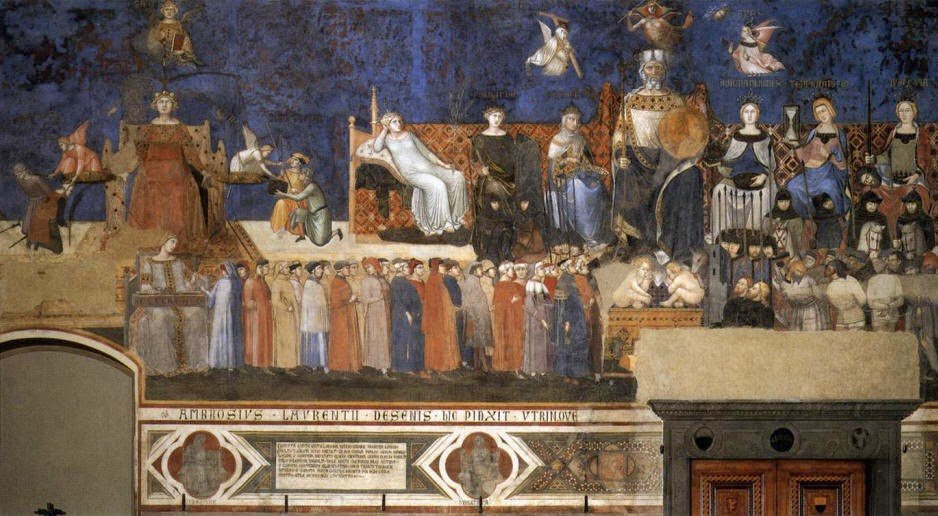 Ambrogio Lorenzetti, Alegoria dobrych rządów, 1338-39, Siena, Palazzo Publicco