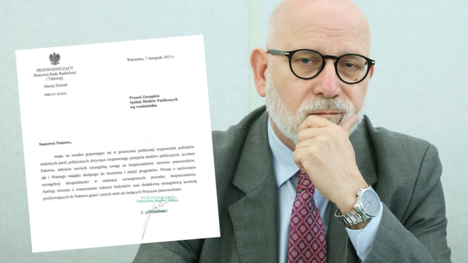 Szef KRRiT apeluje o zwiększenie ochrony TVP. Boi się "silnych ludzi"