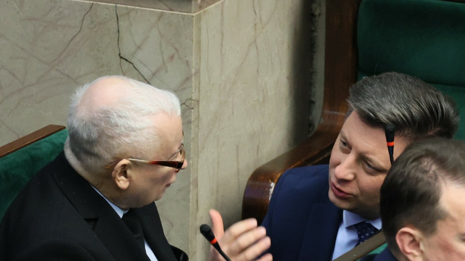 Michał Dworczyk i Jarosław Kaczyński w Sejmie.