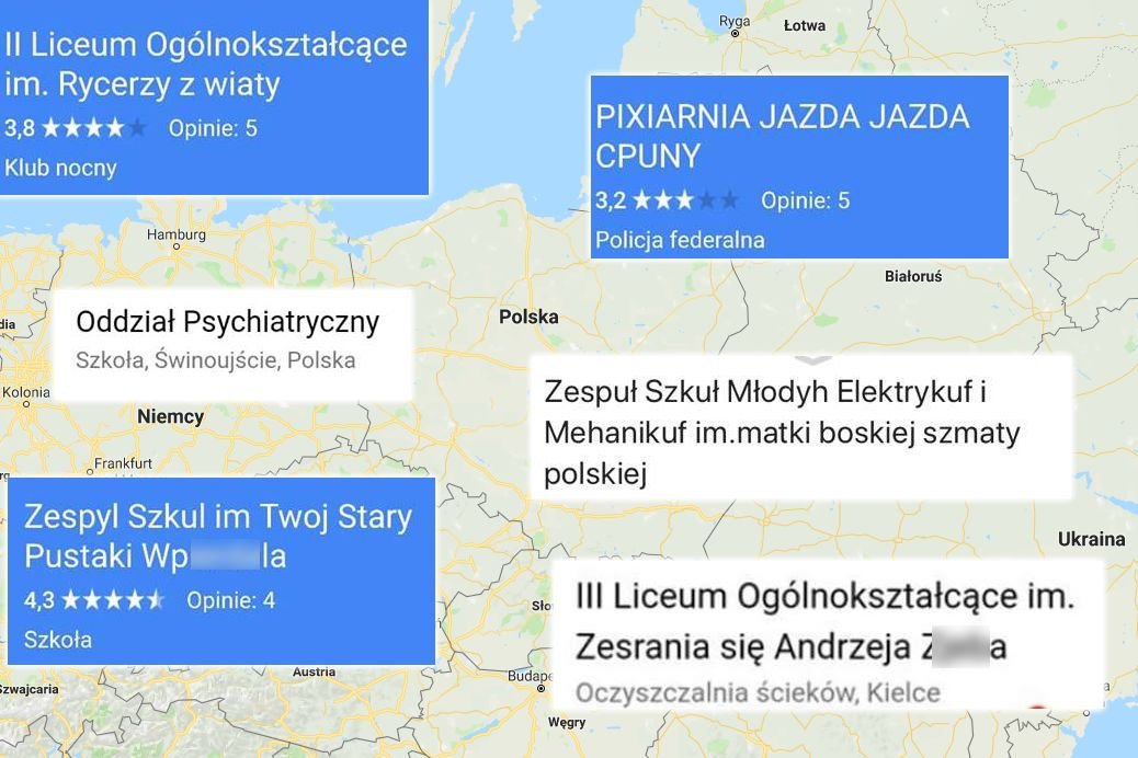 Nowa moda wśród internautów - antyreklama szkoły w internetowych mapach