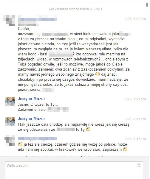 Fragment rozmowy z jedną z ofiar "Marcina".