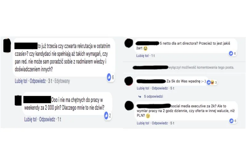 Niektóre z komentarzy były na tyle agresywne, że pracodawcy zdecydowali się wyłączyć możliwość komentowania...